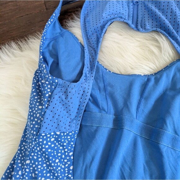 NWOT Nike Water Dots Women's Keyhole Back One Piece Blue Polka Dot Zip XL - Picture 7 of 9